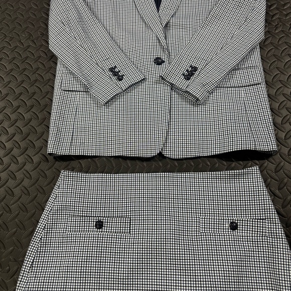 LOFT Houndstooth Blazer & Skirt Set Navy White NWT Mixed Sizes 12 / 14 - Picture 7 of 16